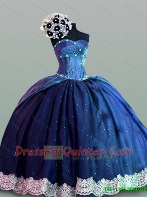 Luxurious Quinceanera Dresses with Lace in Navy Blue for 2015