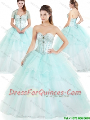 Latest Ruffles and Beading Sweet 16 Dresses in Apple Green