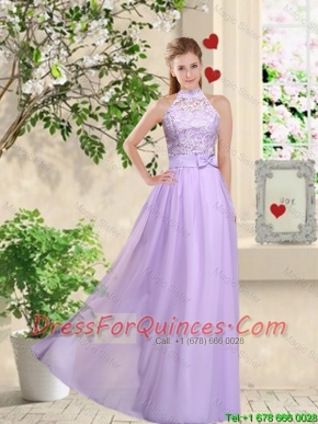 Luxurious Halter Top 2016 Prom Dresses with Bowknot