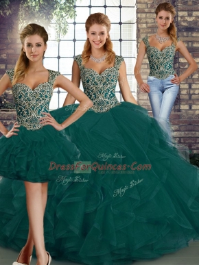 Dazzling Sleeveless Beading and Ruffles Lace Up Sweet 16 Dresses