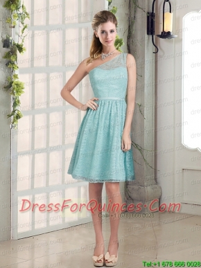 A Line One Shoulder Prom Dress with Lace and Belt