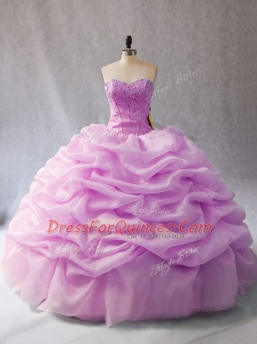 Captivating Lilac Quinceanera Dress Sweet 16 and Quinceanera with Pick Ups Sweetheart Sleeveless Lace Up