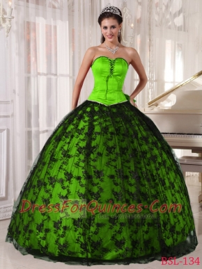 2014 Spring Green Lace-up Ball Gown Sweetheart Floor-length Cheap Quinceanera Dresses