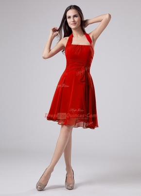 Sleeveless Knee Length Ruching Zipper Prom Dresses with Wine Red
