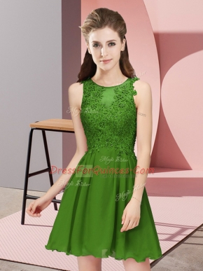 Green Quinceanera Dama Dress Prom and Party and Wedding Party with Appliques Scoop Sleeveless Zipper