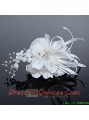 2014 Fashionable Tulle White Imitation Pearls Fascinators