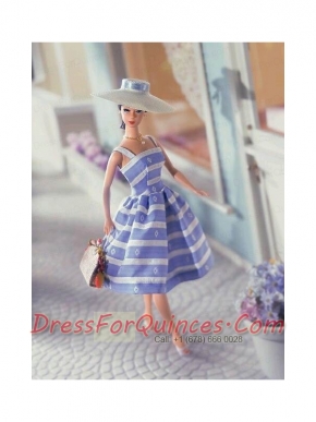 Elegant Embroidery Gown with Straps Tea-length Made to Fit the Barbie Doll