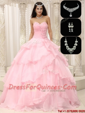 New Styles Beading and Ruffles Sweet 16 Dresses in Baby Pink