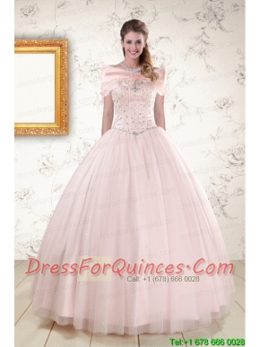 2015 Beading Ball Gown Quinceanera Dresses in Light Pink