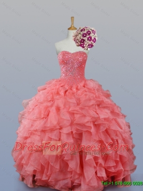 Beading and Ruffles Sweetheart Quinceanera Dresses for 2015