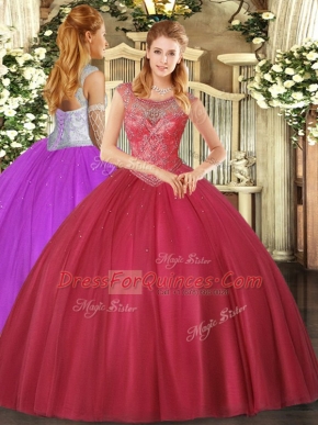 Sleeveless Lace Up Floor Length Beading Quince Ball Gowns