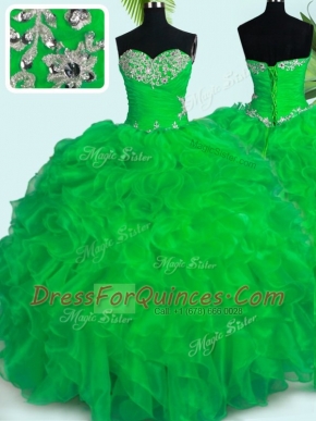 Organza Sleeveless Floor Length Sweet 16 Quinceanera Dress and Beading and Ruffles