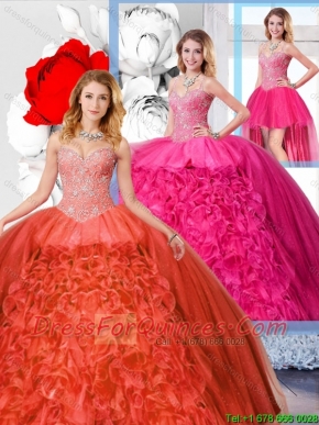 Latest Detachable Quinceanera Dresses with Beading and Ruffles