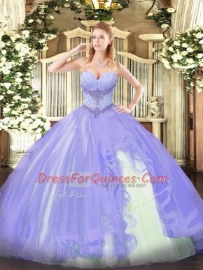 High Class Floor Length Lavender Sweet 16 Quinceanera Dress Sweetheart Sleeveless Lace Up