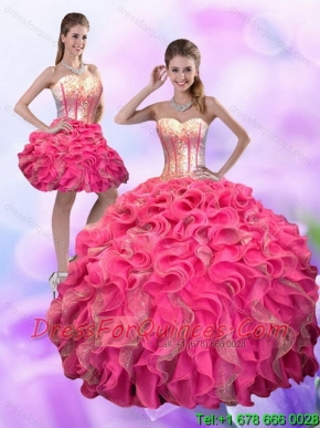 2015 Multi Color Sweetheart Quince Dress with Ruffles and Beading