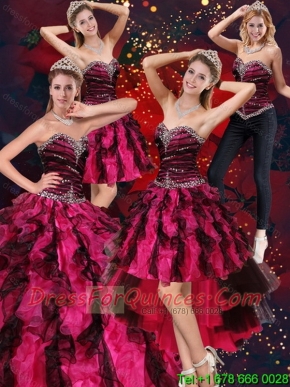 2015 Sweetheart Beaded and Ruffled Sweet 15 Dress in Multi Color