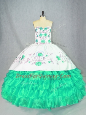 Stylish Sweetheart Sleeveless Lace Up 15th Birthday Dress Turquoise Organza