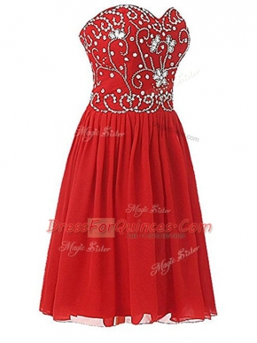 Flare Chiffon Sleeveless Knee Length Homecoming Dress and Beading