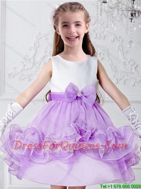 Pretty Bowknot Mini Length Multi Color Flower Girl Dresses with Scoop