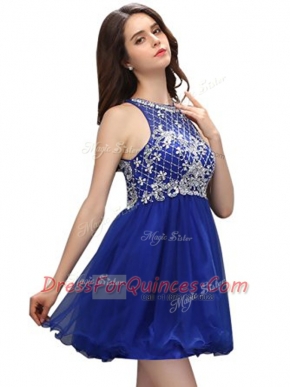 Scoop Mini Length Column/Sheath Sleeveless Royal Blue Prom Dresses Zipper