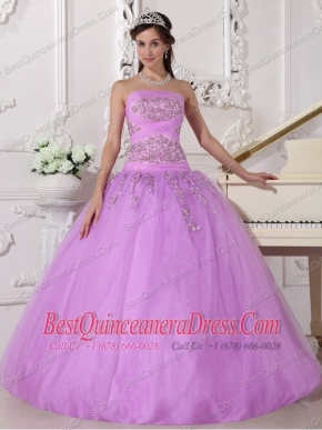 Lavender Ball Gown Strapless Floor-length Taffeta and Tulle Beading Sweet 16 Dress