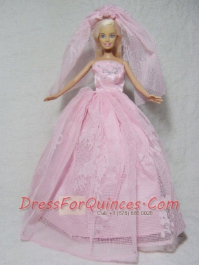 Romantic Pink Wedding Dress With Beading Made to Fit the Barbie Doll