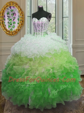 Floor Length Multi-color 15th Birthday Dress Sweetheart Sleeveless Lace Up