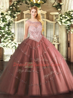 Sleeveless Beading and Appliques Zipper Quinceanera Gown