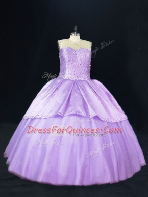 Sleeveless Beading Lace Up 15th Birthday Dress