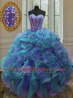 Luxury Floor Length Ball Gowns Sleeveless Multi-color 15 Quinceanera Dress Lace Up