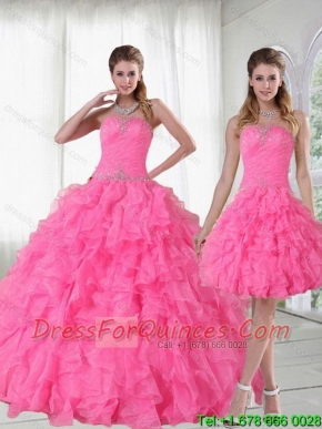 2015 Detachable and Best Strapless Quinceanera Dress with Beading and Ruffles