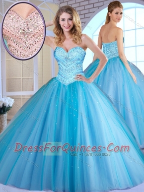 Most Popular Ball Gown Baby Blue Quinceanera Dresses with Beading
