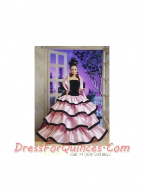 New Fashion Princess Handmade Baby Pink Strapless Party Clothes Fashion Dress for Noble Barbie