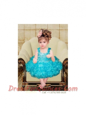 Beautiful Ball Gown Straps Knee-length Little Girl Dress with Beading