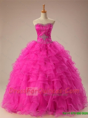 2015 Sexy Sweetheart Ball Gown Sweet 16 Dresses in Hot Pink