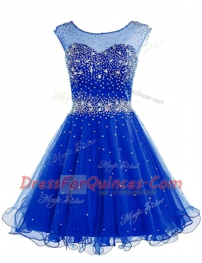 Wonderful Bateau Sleeveless Zipper Homecoming Dress Royal Blue Chiffon