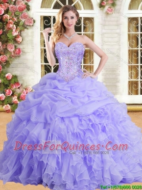 Latest Applique and Ruffled Quinceanera Dress in Lilac for Spring