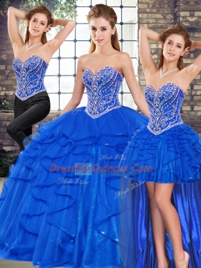 Fine Floor Length Royal Blue Quinceanera Dress Sweetheart Sleeveless Lace Up