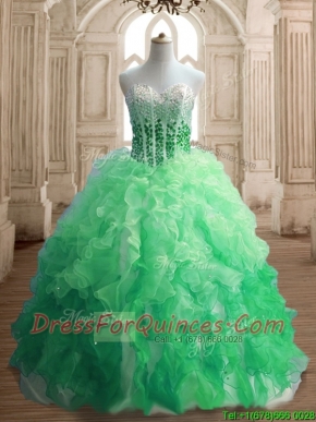 Inexpensive Beaded and Ruffled Quinceanera Dress in Gradient Color