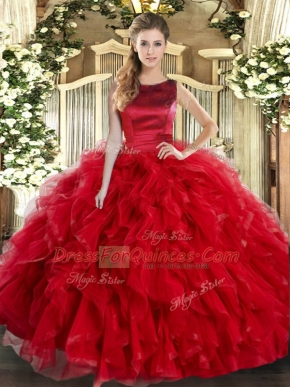 Luxurious Sleeveless Lace Up Floor Length Ruffles Quinceanera Dresses