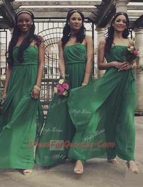 Strapless Sleeveless Chiffon Prom Dress Ruching Zipper