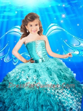 2014 Pretty Good Sweetheart Blue Little Girl Pageant Dress with Beading and Ruffles