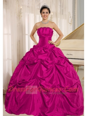 Petty Quinceanera Dress In Red Ball Gown  With Pick-ups For Custom Made With Taffeta In 2013