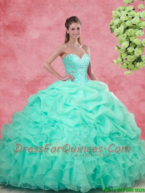 Affordable Sweetheart Apple Green Quinceanera Gowns with Beading for 2016