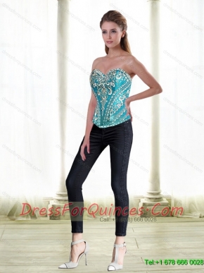 Unique Sweetheart Beading Blue Corset for 2015