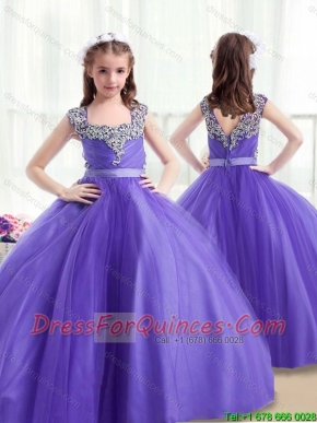 2015 Fall Classical Square Beading Mini Quinceanera Dresses with Cap Sleeves