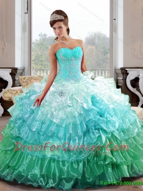 The Super Hot Sweetheart 2015 15th Birthday Dresses with Appliques and Ruffled Layers