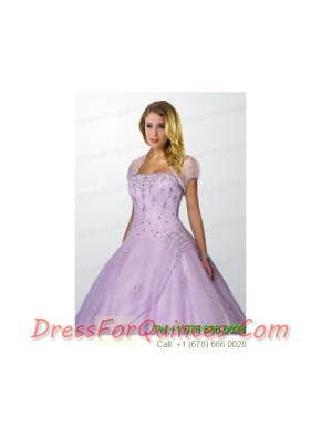Popular Tulle Appliques and Beading Quinceanera Jacket in Lavender
