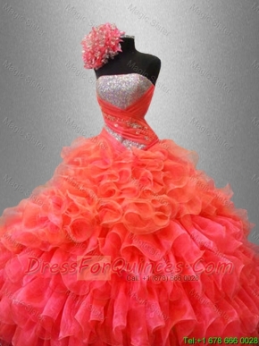 Organza Ruffles Discount Sweet 16 Dresses with Sequins