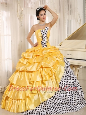 2014 Popular Floor-length Multi-color Pick-ups Strapless Taffeta Quinceanera Dress
